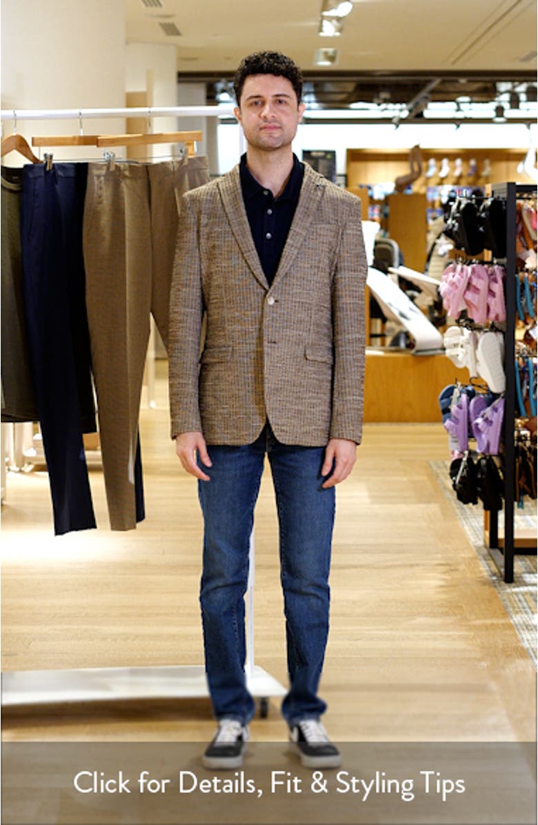 Varick Slim Fit Brown Slub Stripe Knit Sport Coat, sales video thumbnail