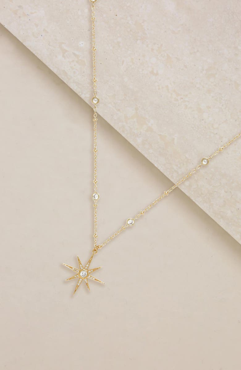 Ettika Crystal Star Necklace, Alternate, color, Gold