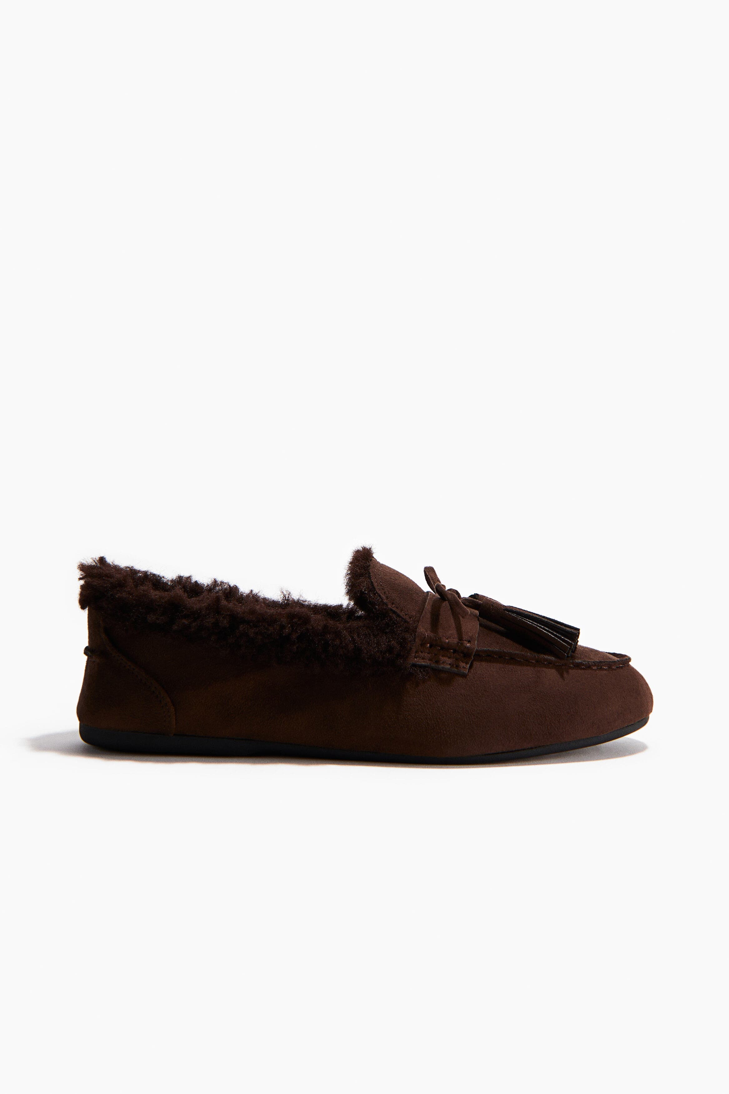 H&M Warm-lined Slippers, Main, color, Dark Brown