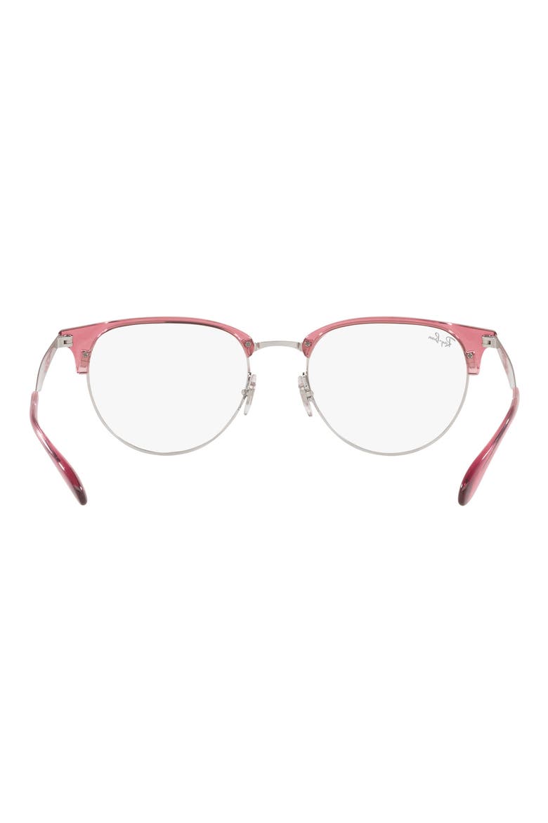Phantos 53mm Clear Frame Optical Glasses, Alternate, color, RED SILVER