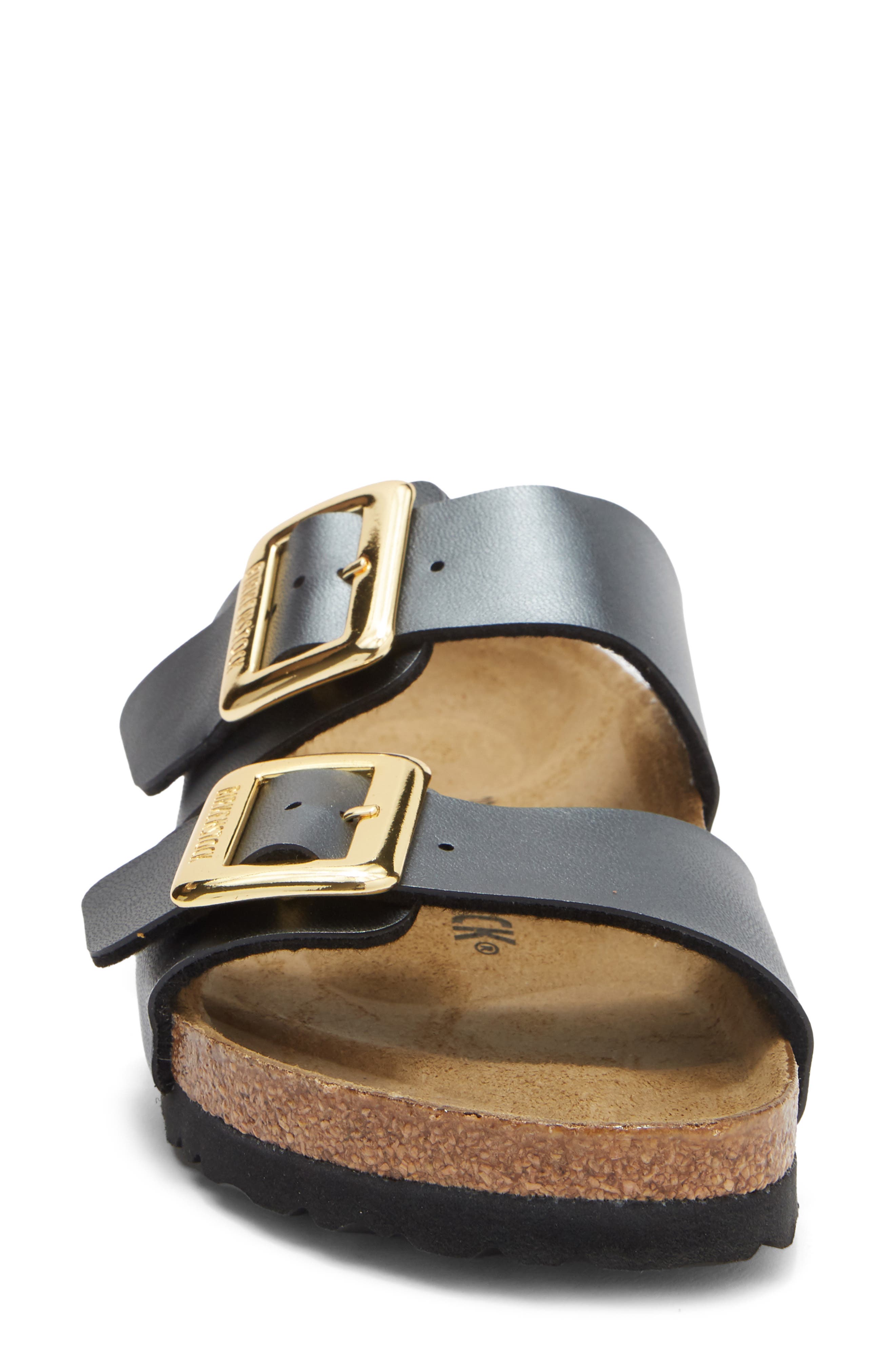 Sydney Luxe Buckle Slide Sandal, Alternate, color, BLACK METALLIC