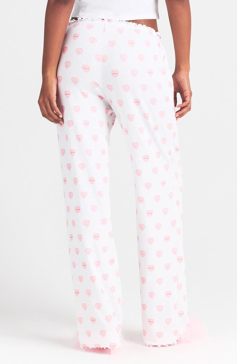 SKIMS Straight Leg Pajama Pants, Alternate, color, Snow Lace Hearts