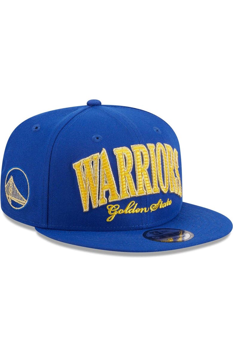 New Era Men's New Era Royal Golden State Warriors Golden Tall Text 9FIFTY Snapback Hat, Alternate, color, Royal
