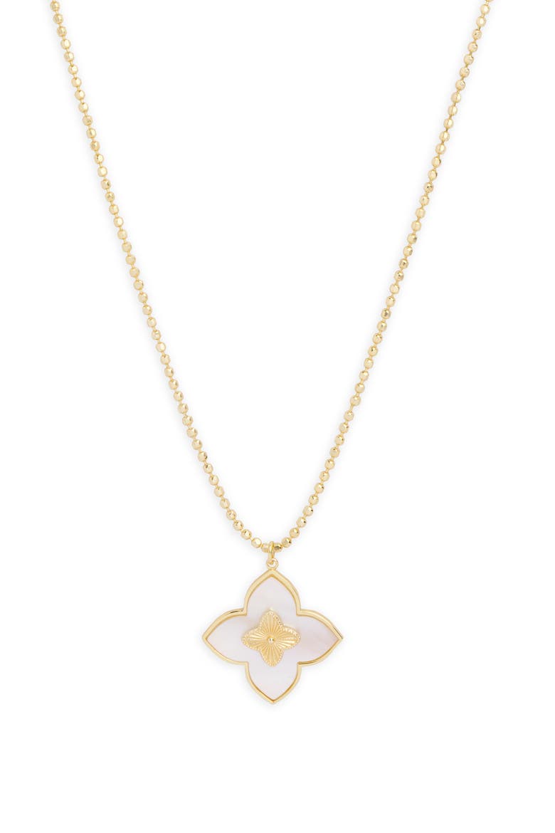Ball Chain Clover Pendant Necklace, Main, color, GOLD