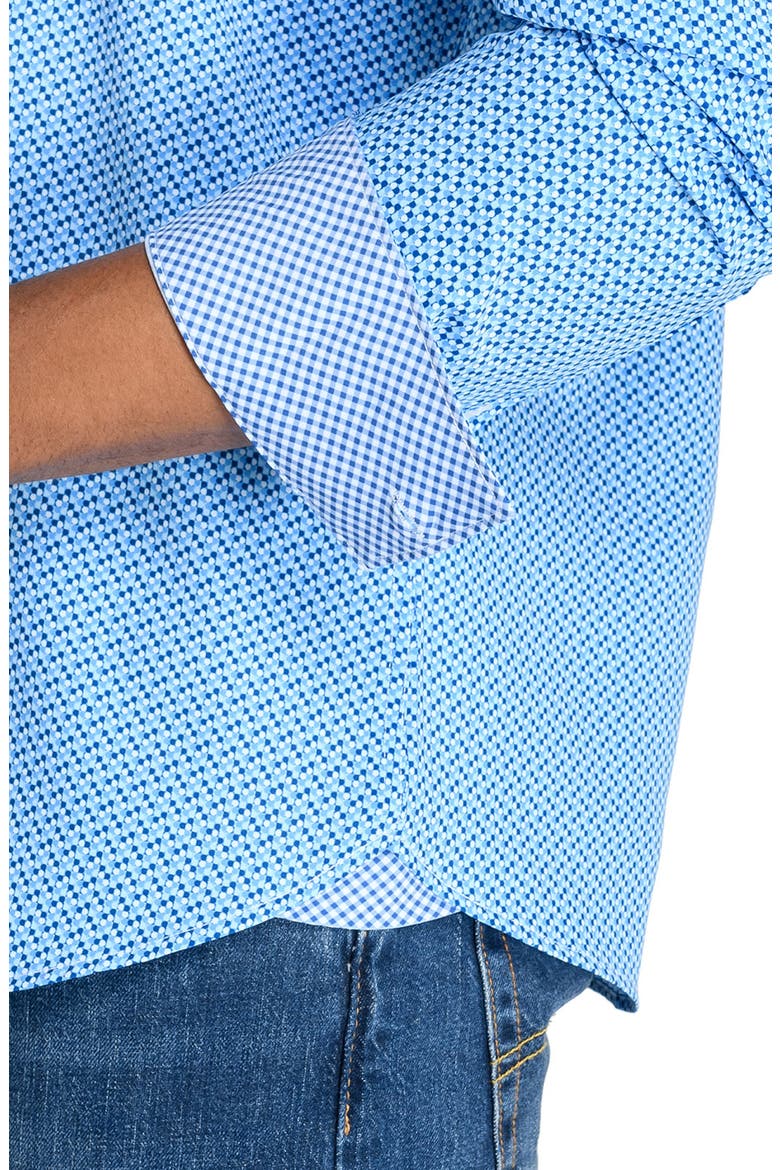 Slim Fit Mosaic Dot Recycled 4-Way Stretch Performance Long Sleeve Shirt, Alternate, color, WHITE/GREEN
