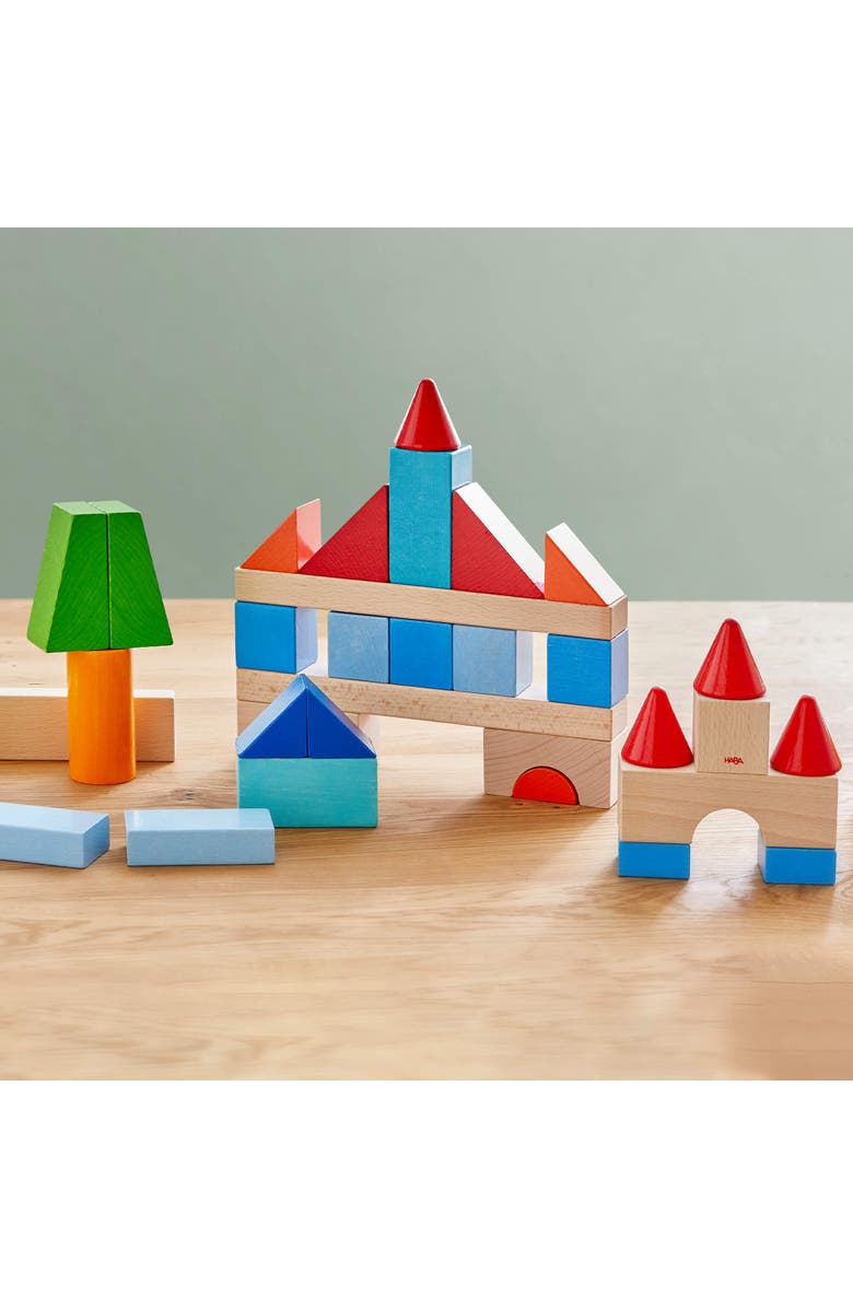 HABA Colored Wooden Building Blocks - 46 Piece Set of Wooden Toys, Stacking Toys for Toddlers 1-3 Ideal Open ended Toys, Made in Germany, Alternate, color, Multi