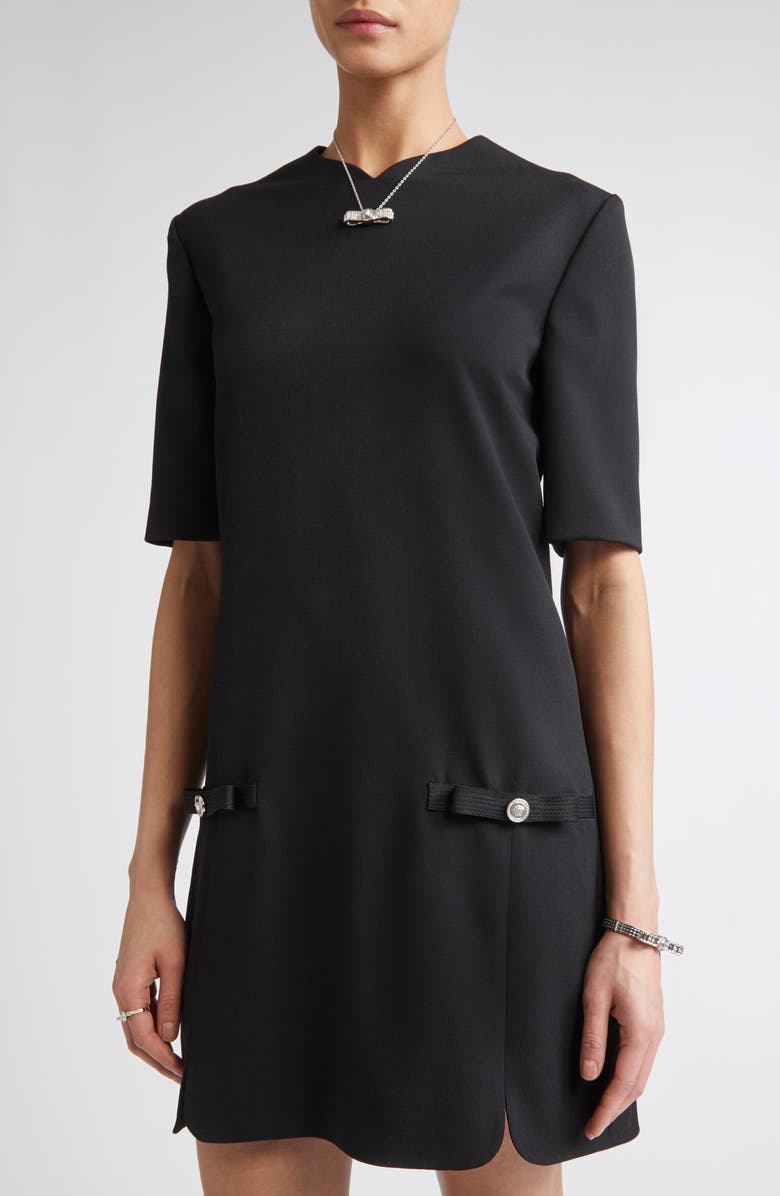 Versace Medusa Short Sleeve Shift Dress, Alternate, color, Black
