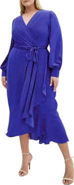 City Chic Ophelia Long Sleeve Faux Wrap Maxi Dress