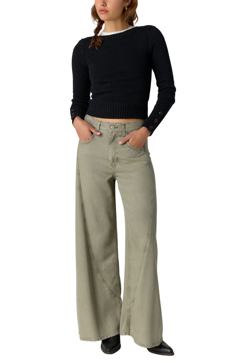 Mila Ribbed Pullover Sweater, Alternate, color, BLACK
