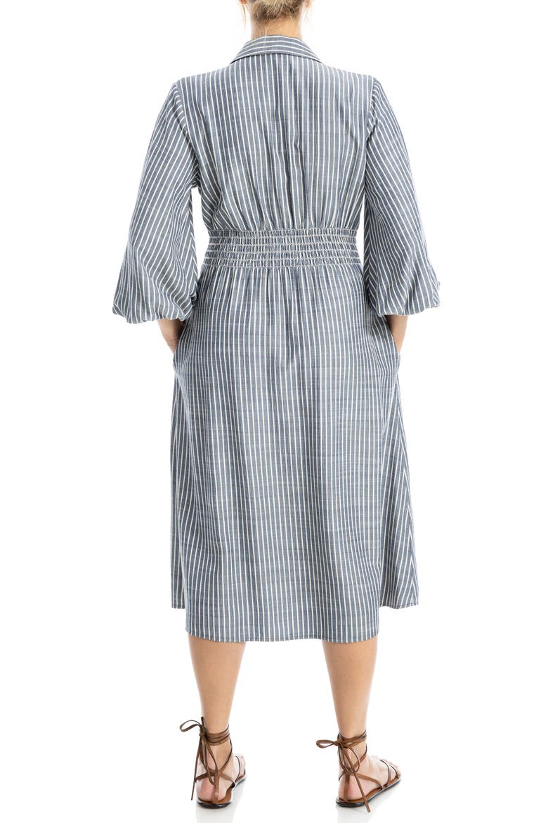Stripe Balloon Sleeve Shirtdress, Alternate, color, INDIGO/ IVORY STRIPE