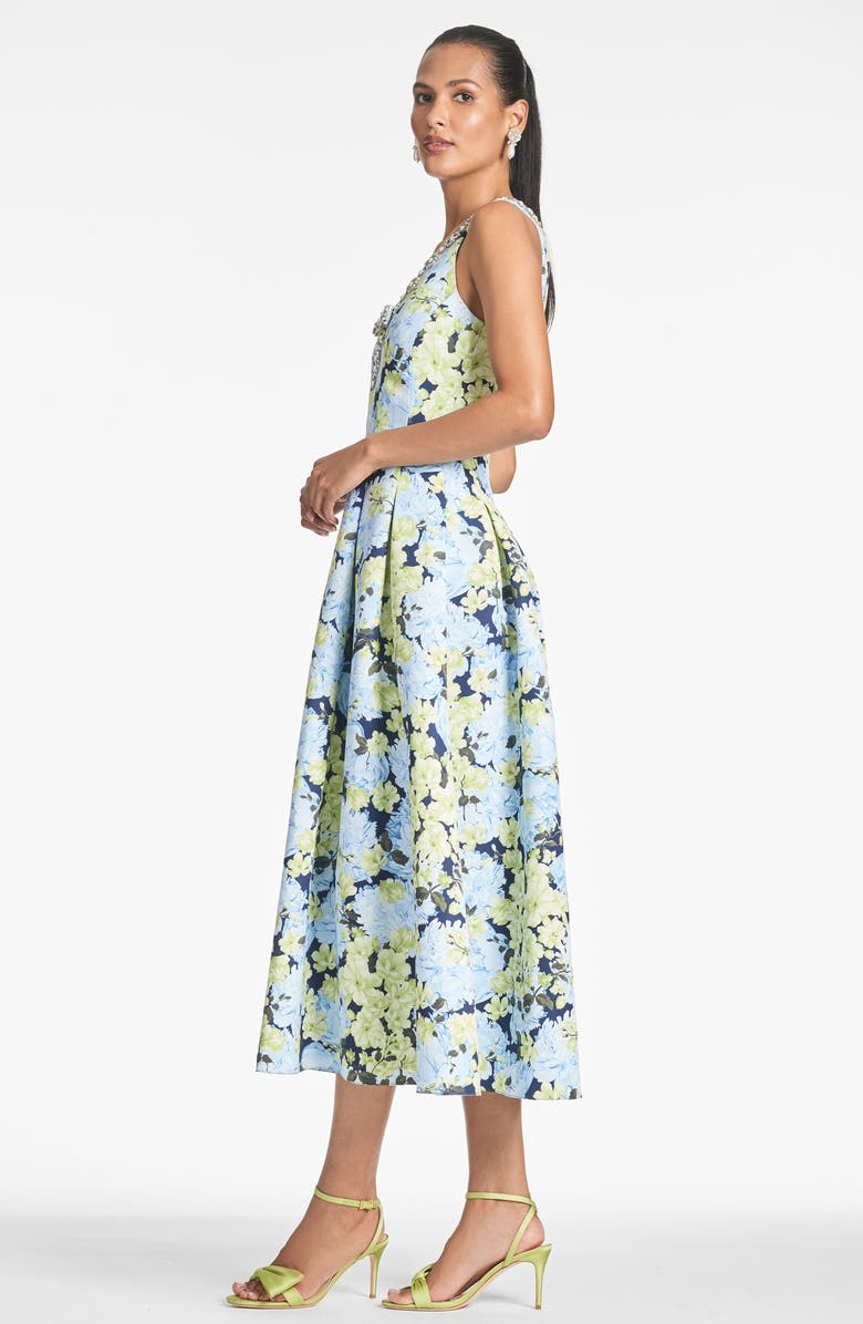 Sachin & Babi Millie Imitation Pearl & Crystal Detail Floral Cocktail Midi Dress, Alternate, color,