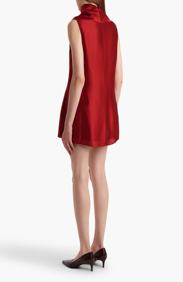 Khaite Daria Funnel Neck Satin Minidress, Alternate, color, Crimson