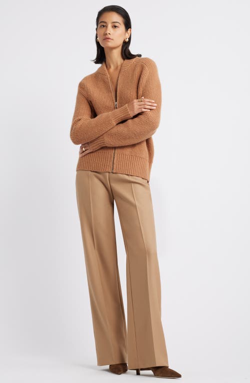 Nordstrom Saddle Shoulder Bomber Cardigan In Tan Thrush