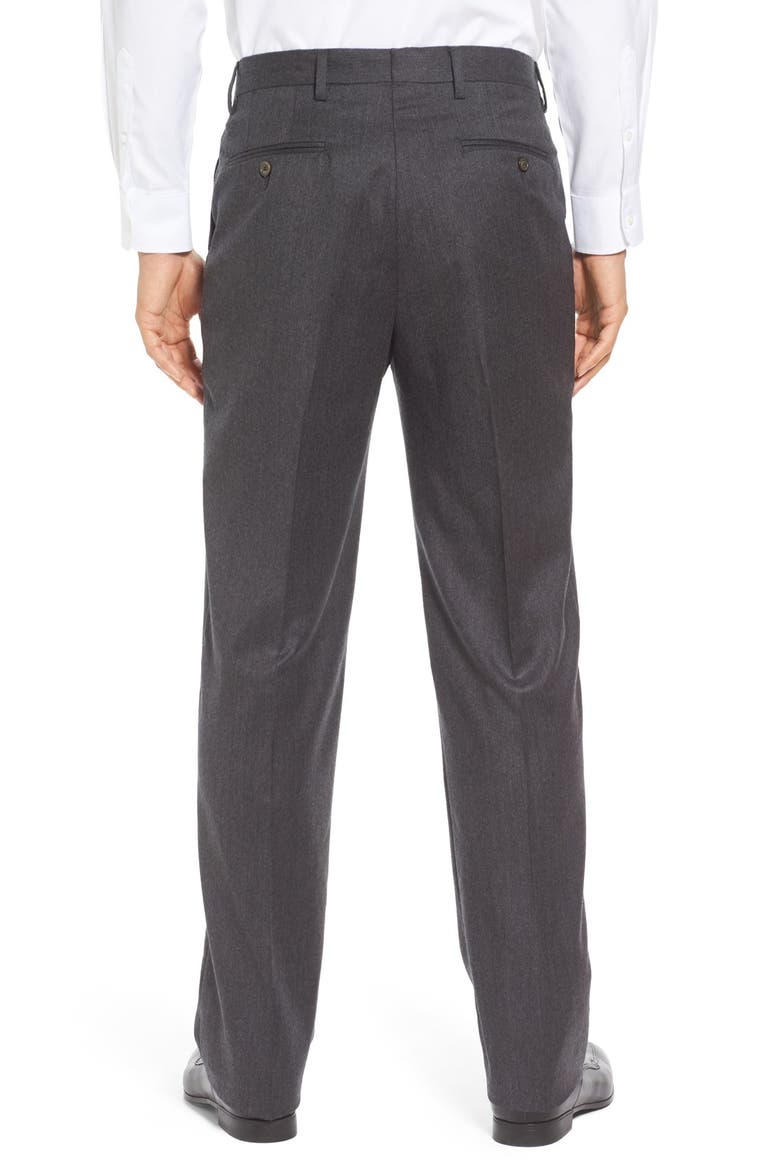 Lightweight Flannel Flat Front Classic Fit Dress Trousers, Alternate, color, MEDIUM GREY