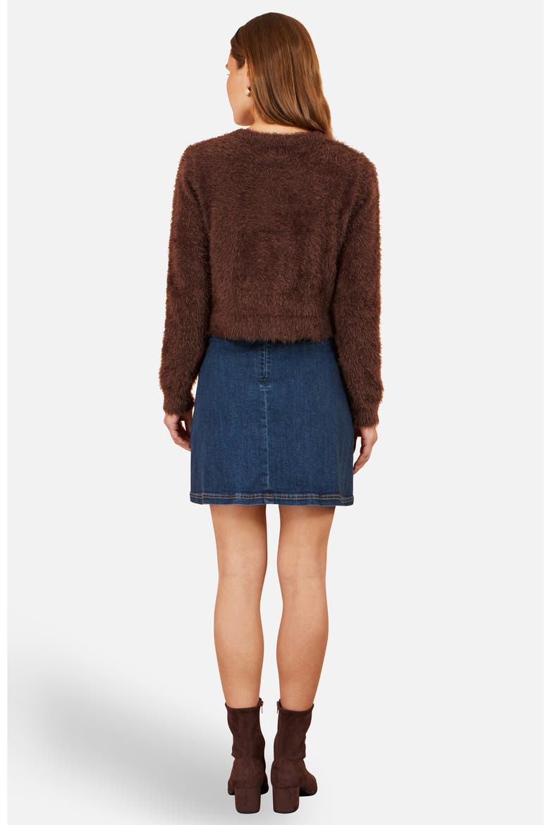 Eyelash Knit Sparkle-Button Cardigan, Alternate, color, Brown