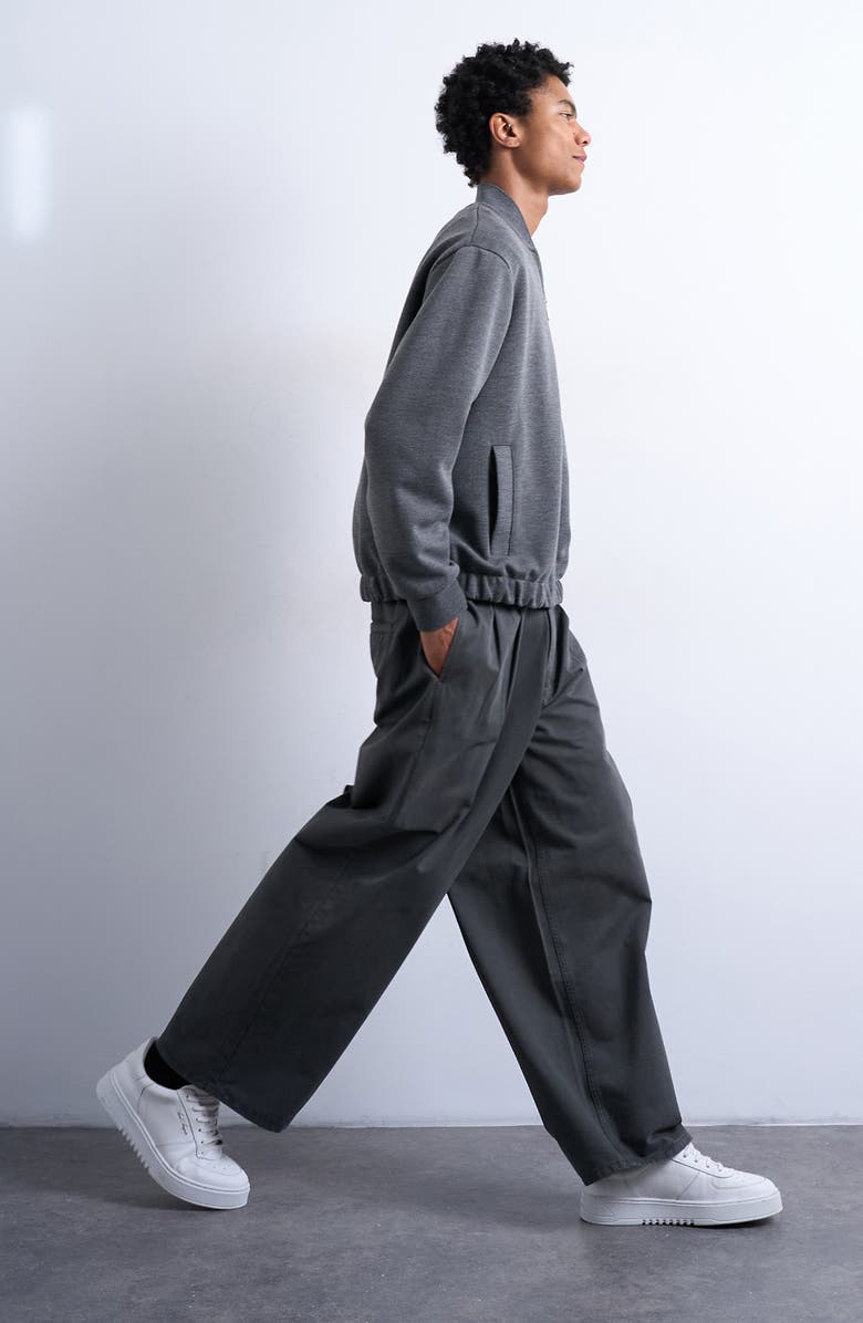 Topman Super Baggy Cotton Twill Wide Leg Pants, Alternate, color, Khaki