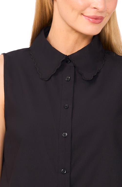 Cece Cotton Eyelet Sleeveless Button-up Shirt