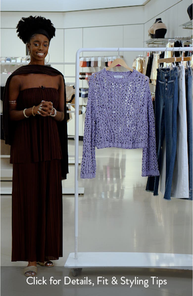 Tape Yarn Open Stitch Cotton Blend Sweater, sales video thumbnail