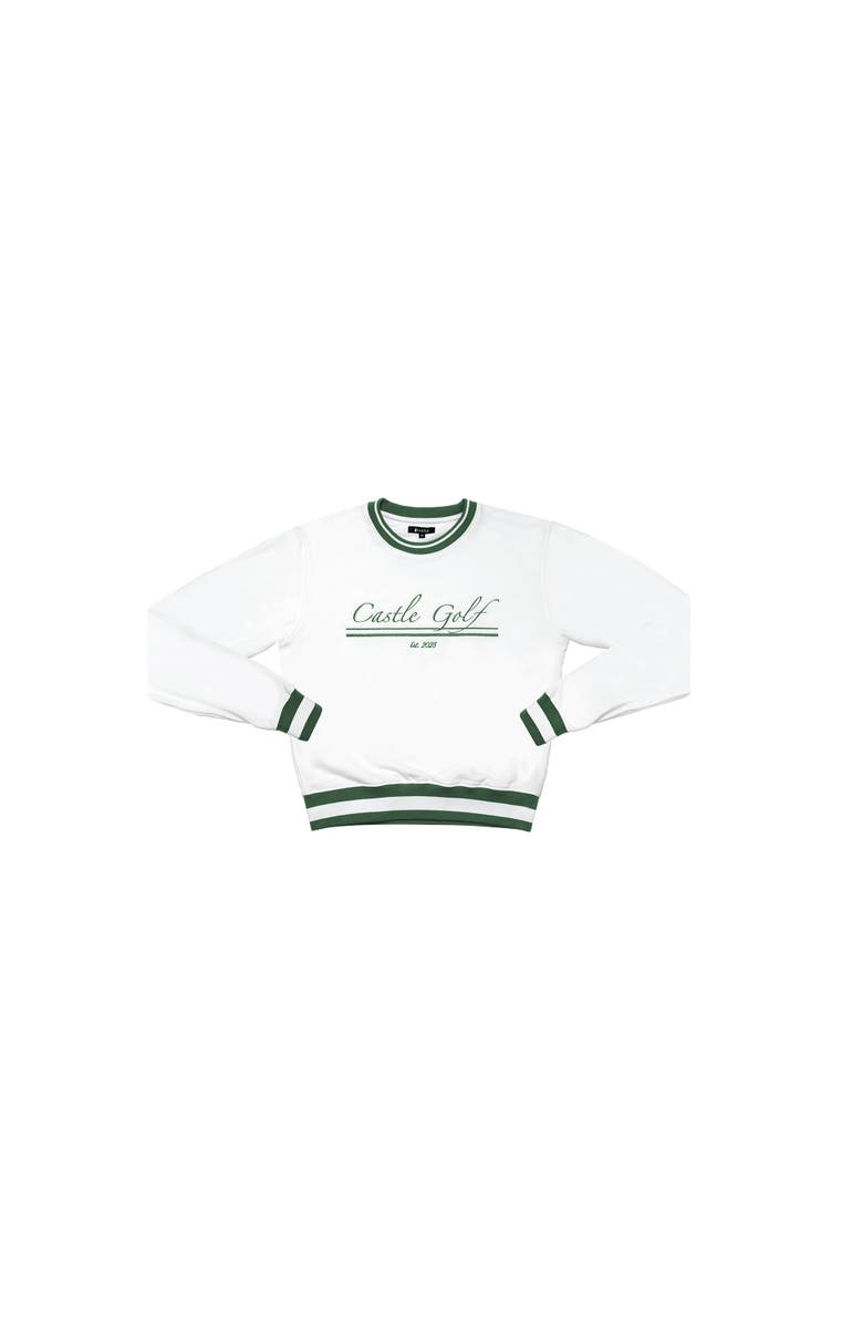 Castle Golf Embroidered Crewneck Sweatshirt, Main, color, White/Green