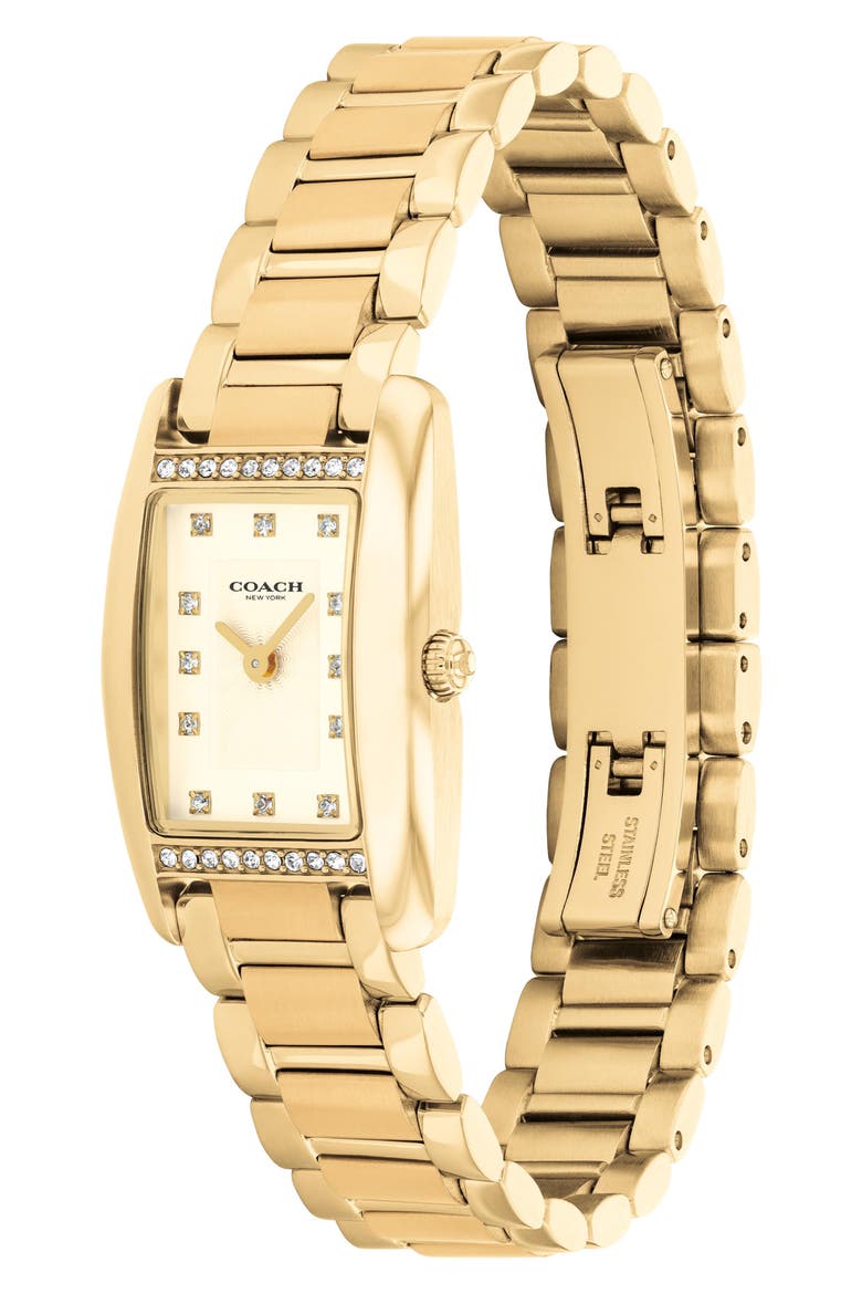 Reese Crystal Rectangular Bracelet Watch, 20mm, Alternate, color, GOLD