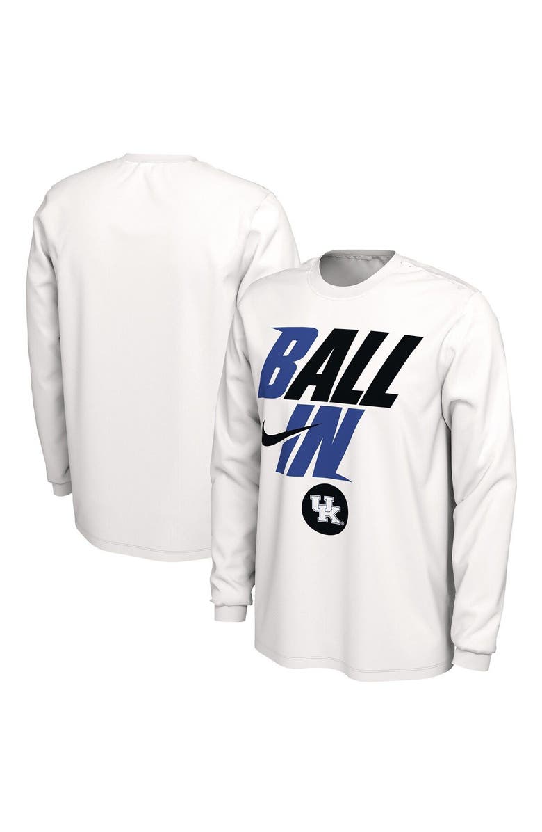 Nike Men's Nike White Kentucky Wildcats Ball In Bench Long Sleeve T-Shirt, Main, color, 