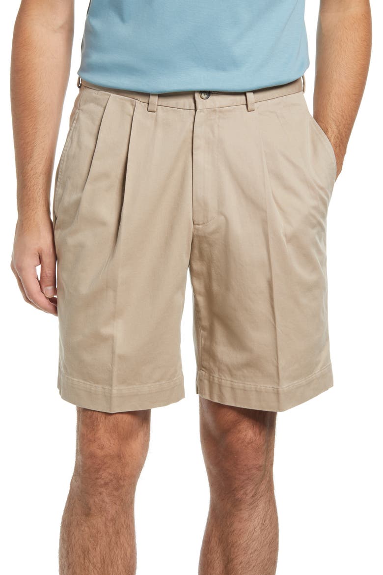 Charleston Khakis Pleated Chino Shorts, Main, color, KHAKI