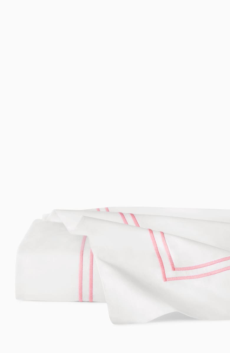 SFERRA Grande Hotel Cotton Flat Sheet, Main, color, White/Pink