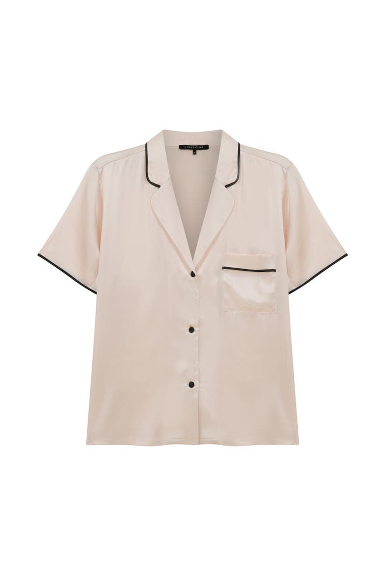 Silk Short Pyjama Suit, Alternate, color, Champagne