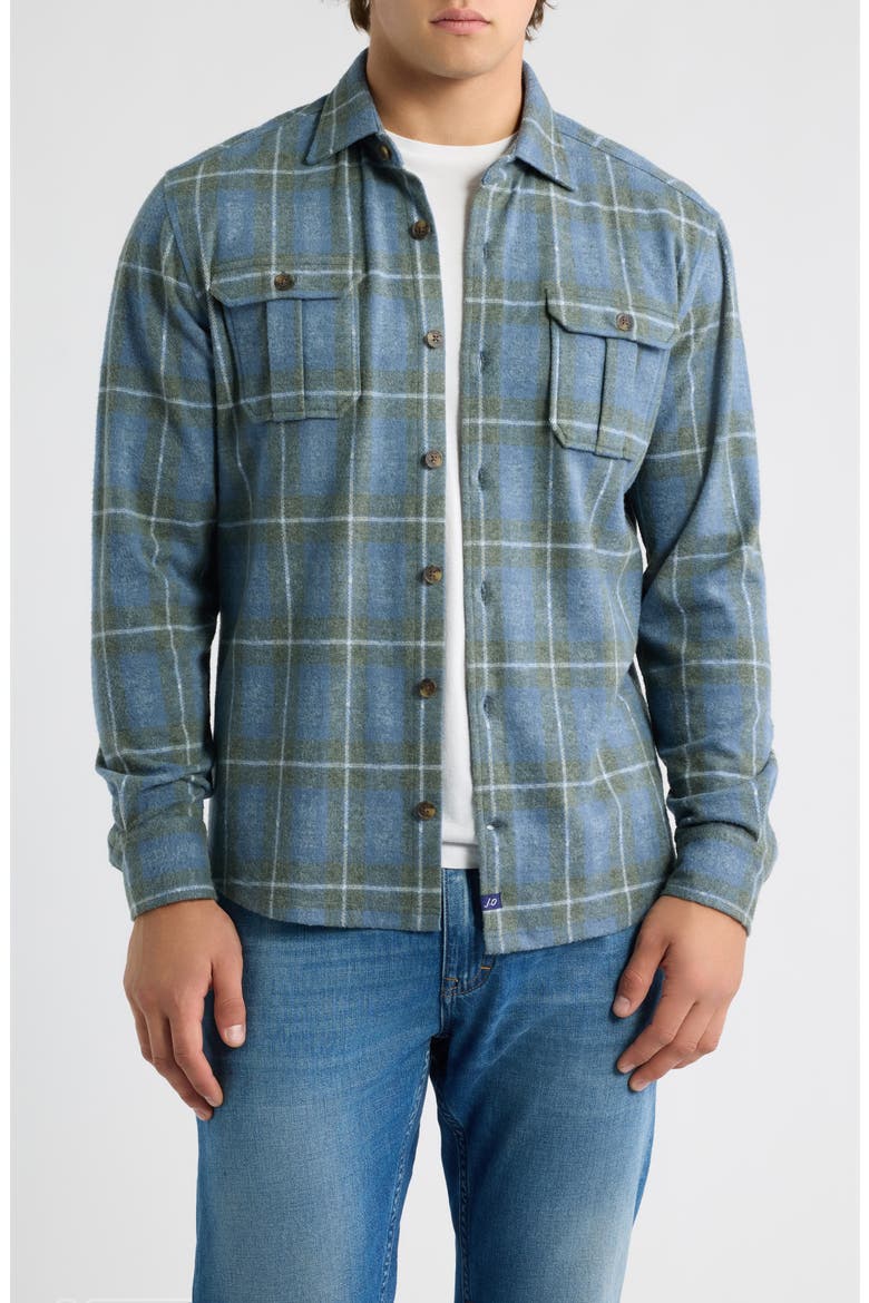 Labrador Tartan Knit Shirt Jacket, Main, color, LAGUNA BLUE