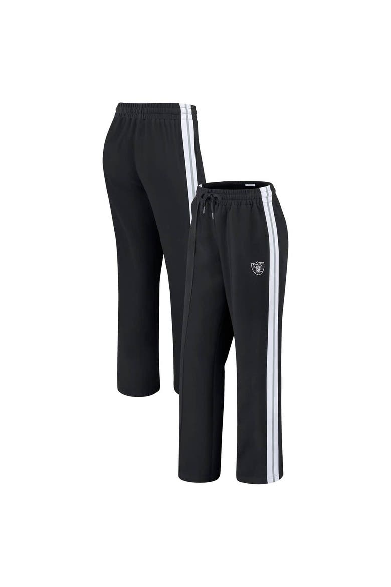 Women's WEAR by Erin Andrews Black Las Vegas Raiders Color-Block Straight Leg Pants, Alternate, color, Black