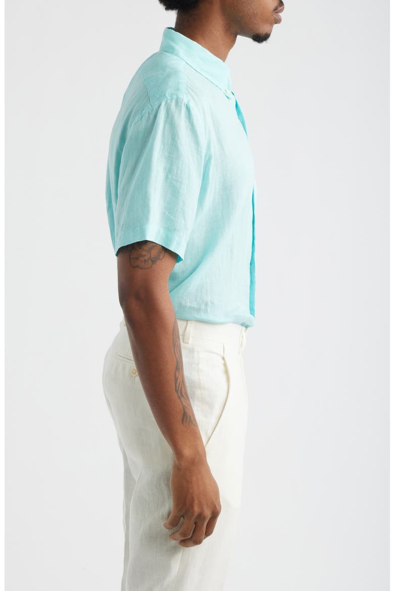 Classic Fit Linen Short Slleeve Button-Down Shirt, Alternate, color, NEW AQUA