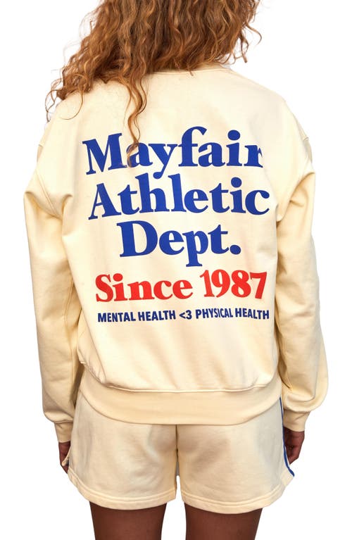 Shop The Mayfair Group Athletic Department Notch Neck Graphic Sweatshirt In Yellow