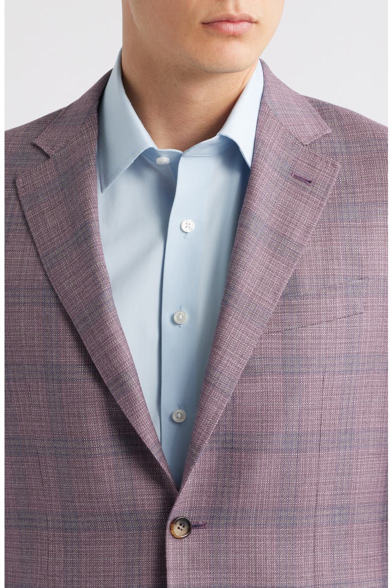 Kei Trim Fit Plaid Wool Sport Coat, Alternate, color, LIGHT PURPLE