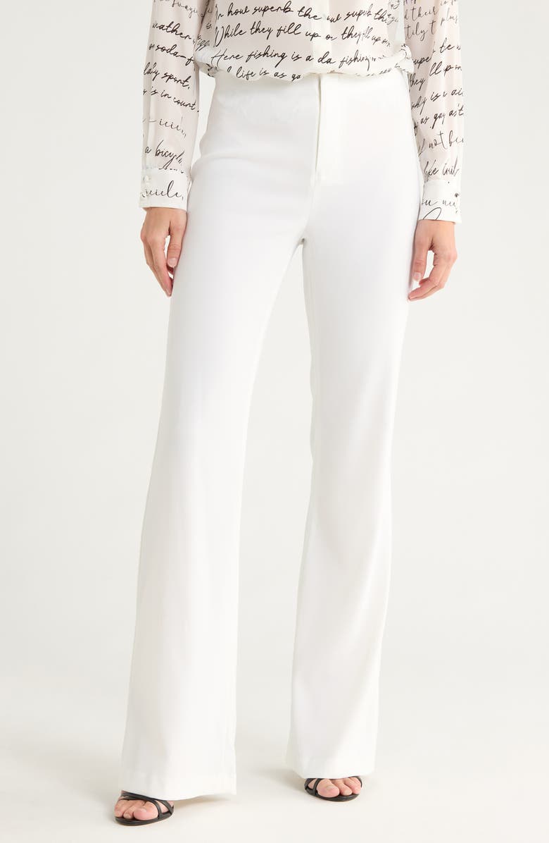 Alice + Olivia Teeny Low Rise Fit & Flare Bootcut Pants, Main, color, White