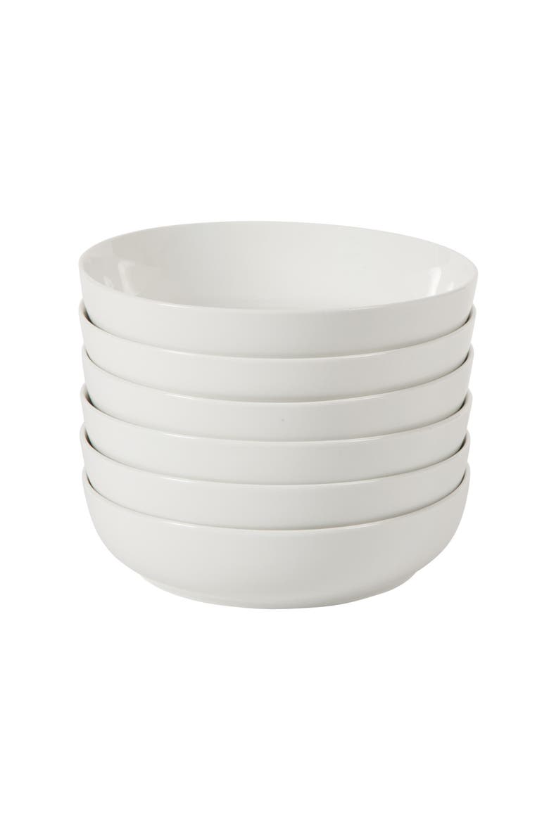 Zen Buffet Large Pasta Bowls Porcelain Ceramic Set, Alternate, color, White