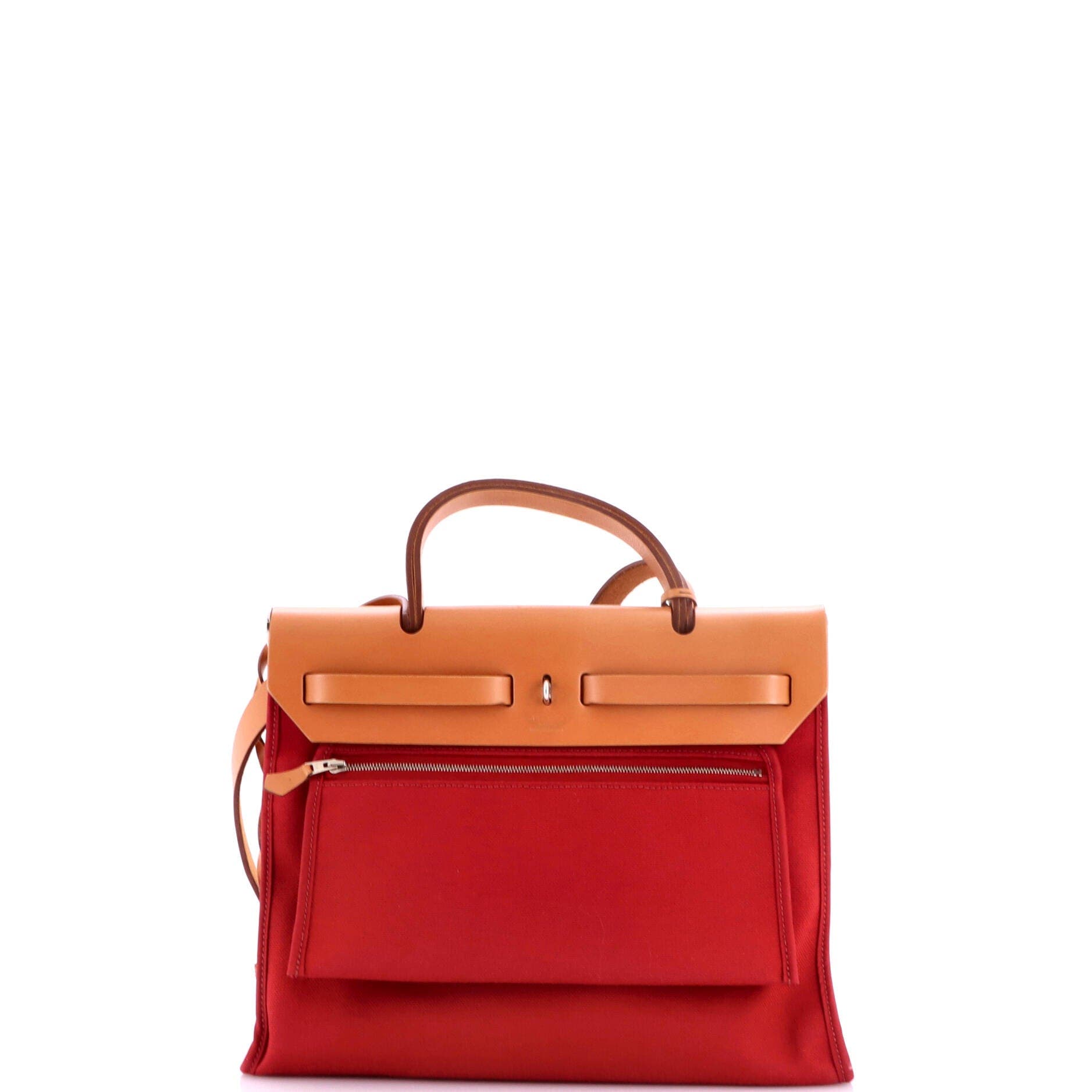 Herbag Zip Leather and Toile 31, Alternate, color, Red