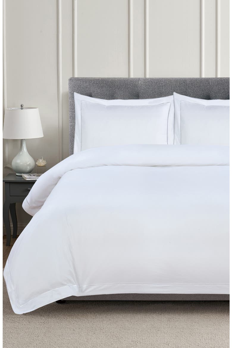 Framed Embroidered Duvet & Sham Set, Alternate, color, WHITE/ WHITE