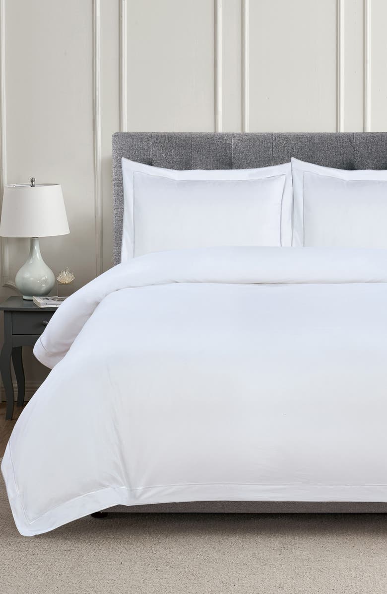 MELANGE HOME Framed Embroidered Duvet & Sham Set, Alternate, color, White/ White