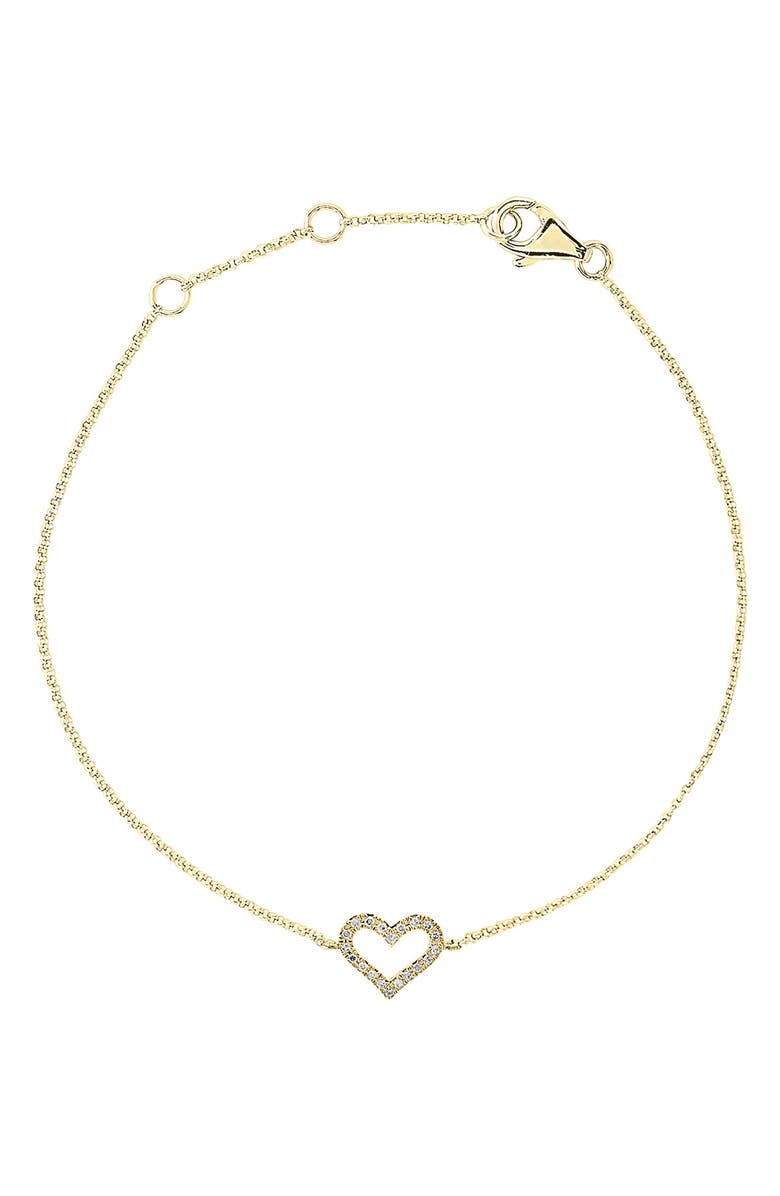 EFFY Diamond Heart Chain Bracelet, Main, color, Gold