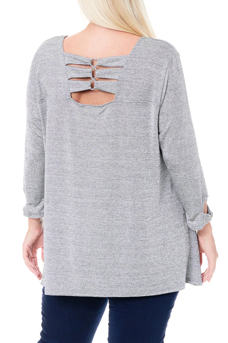 Tie Back Detail Hacci Tunic Top, Alternate, color, GREY