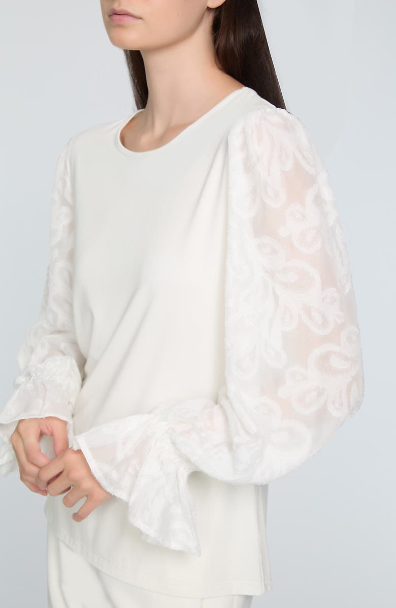 Elie Tahari The Mavea Mixed Media Top, Alternate, color, Sky White