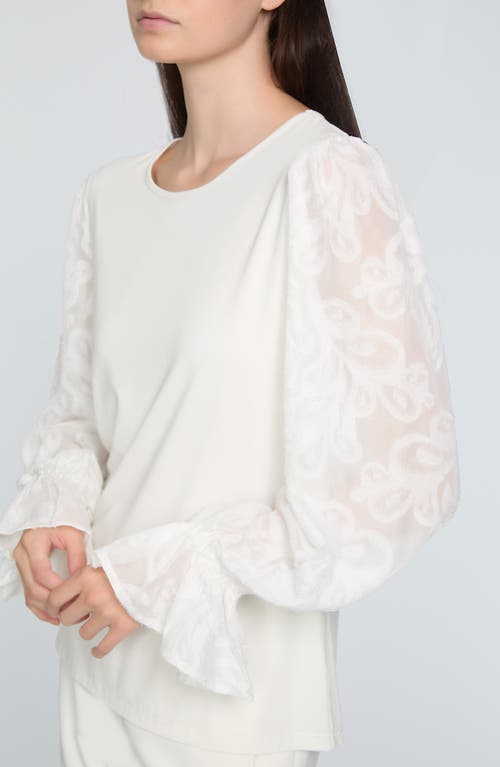 Shop Elie Tahari The Mavea Mixed Media Top In Sky White