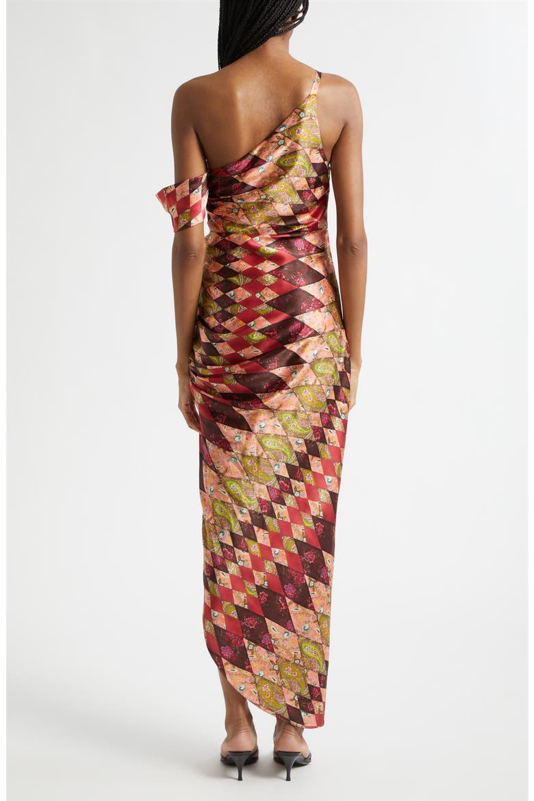 Elliana Print One-Shoulder Silk Maxi Dress, Alternate, color, PALE ROSE MULTI