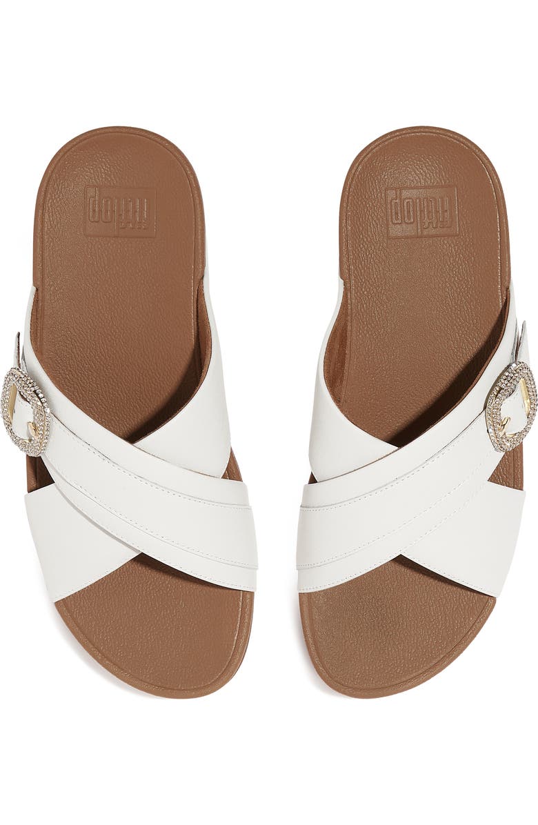 FitFlop Lulu Crystal Buckle Platform Slide Sandal, Alternate, color, Urban White