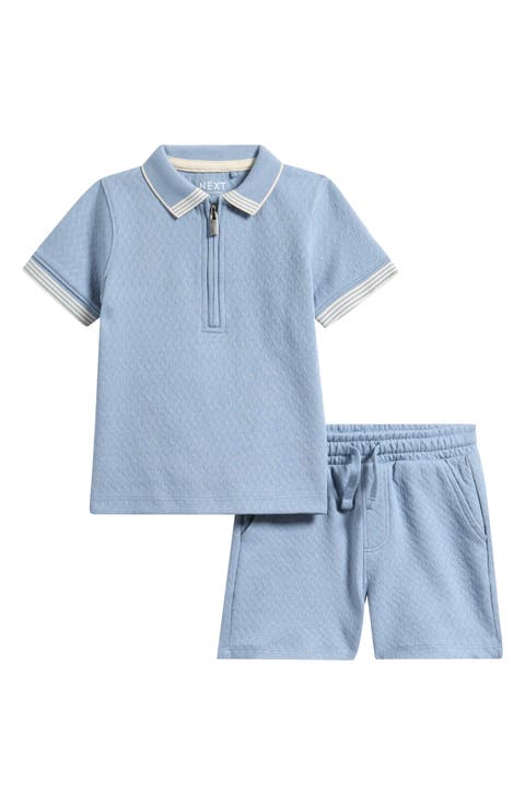 Kids' Core Stretch Cotton Quarter Zip Polo & Shorts Set (Baby & Toddler)