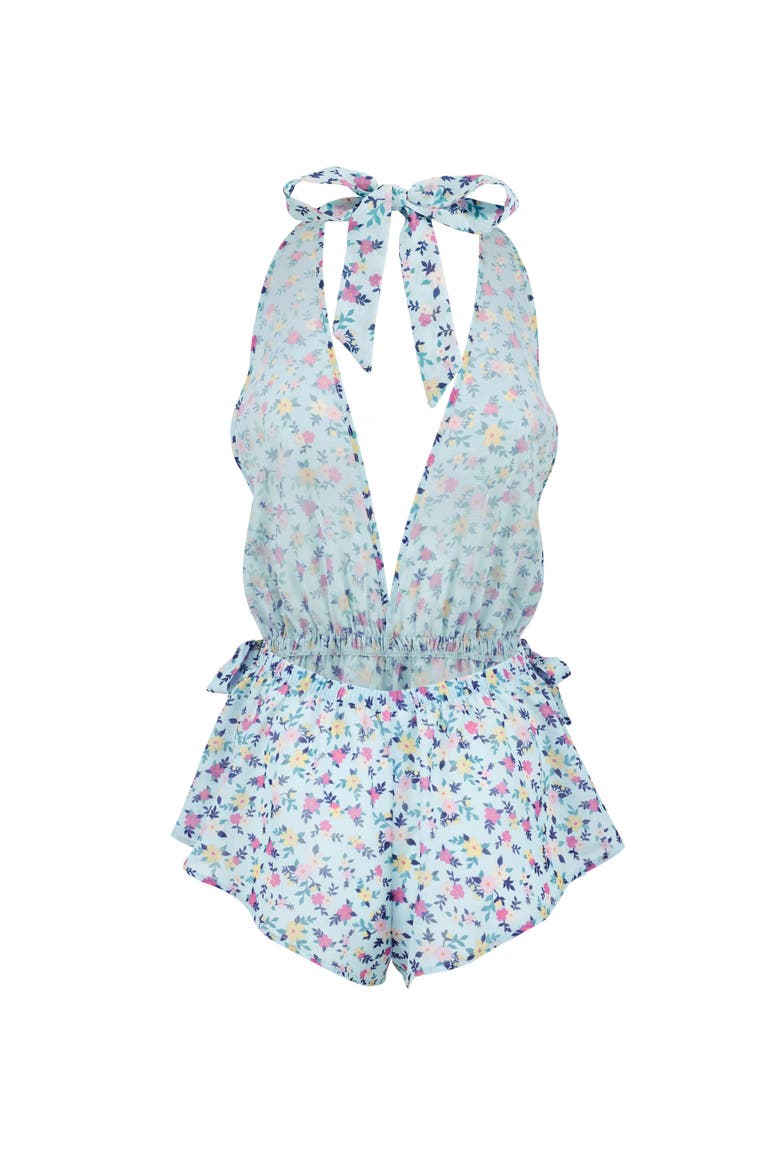 Merilyn Romper Lingerie, Alternate, color, Ditsy blue