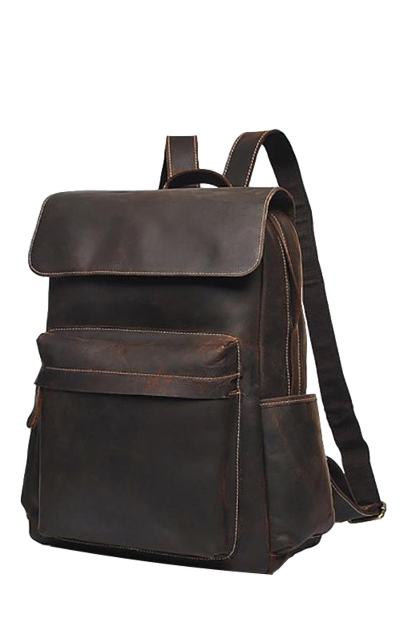 The Helka Backpack | Genuine Vintage Leather Backpack, Alternate, color, Brown