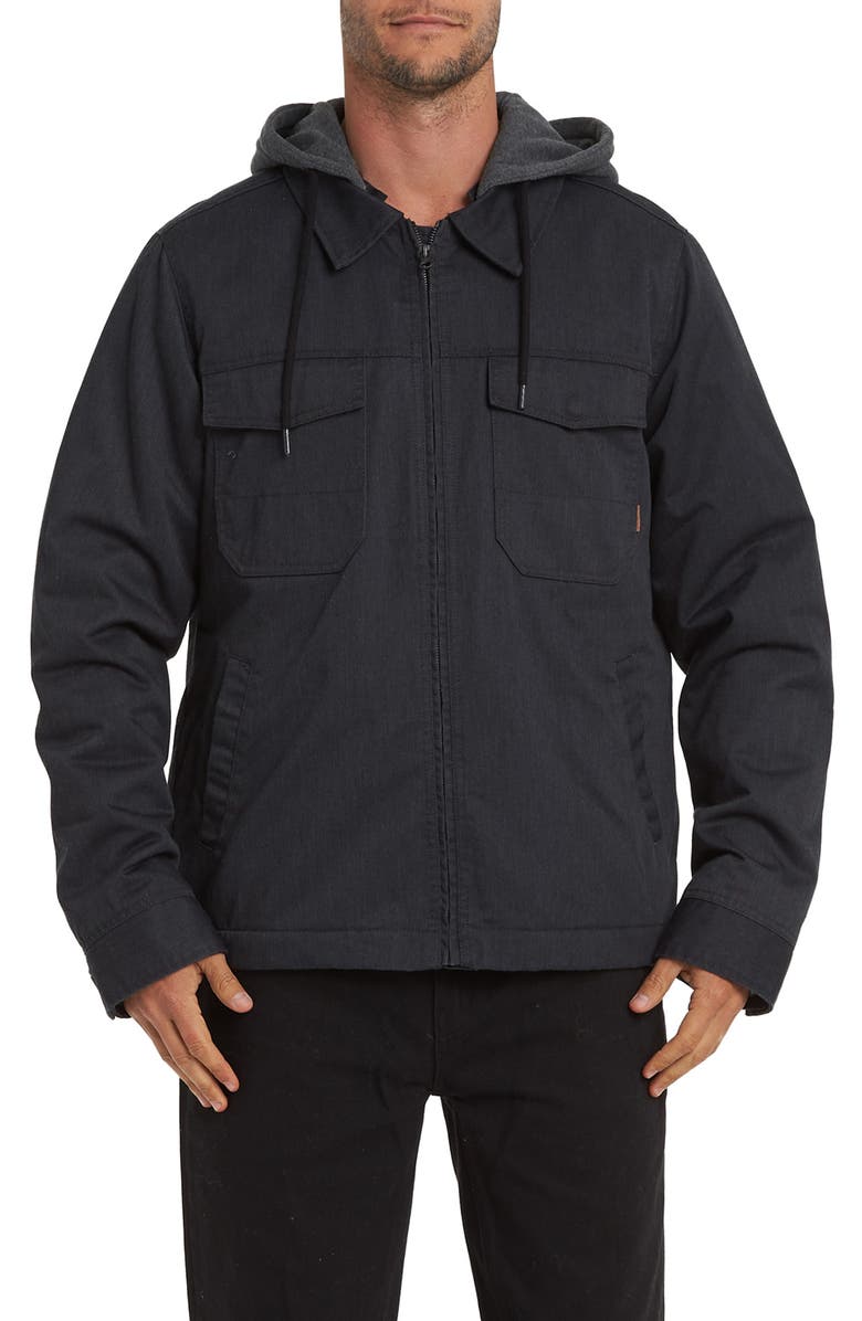 Billabong Barlow Hooded Twill Jacket, Main, color, 