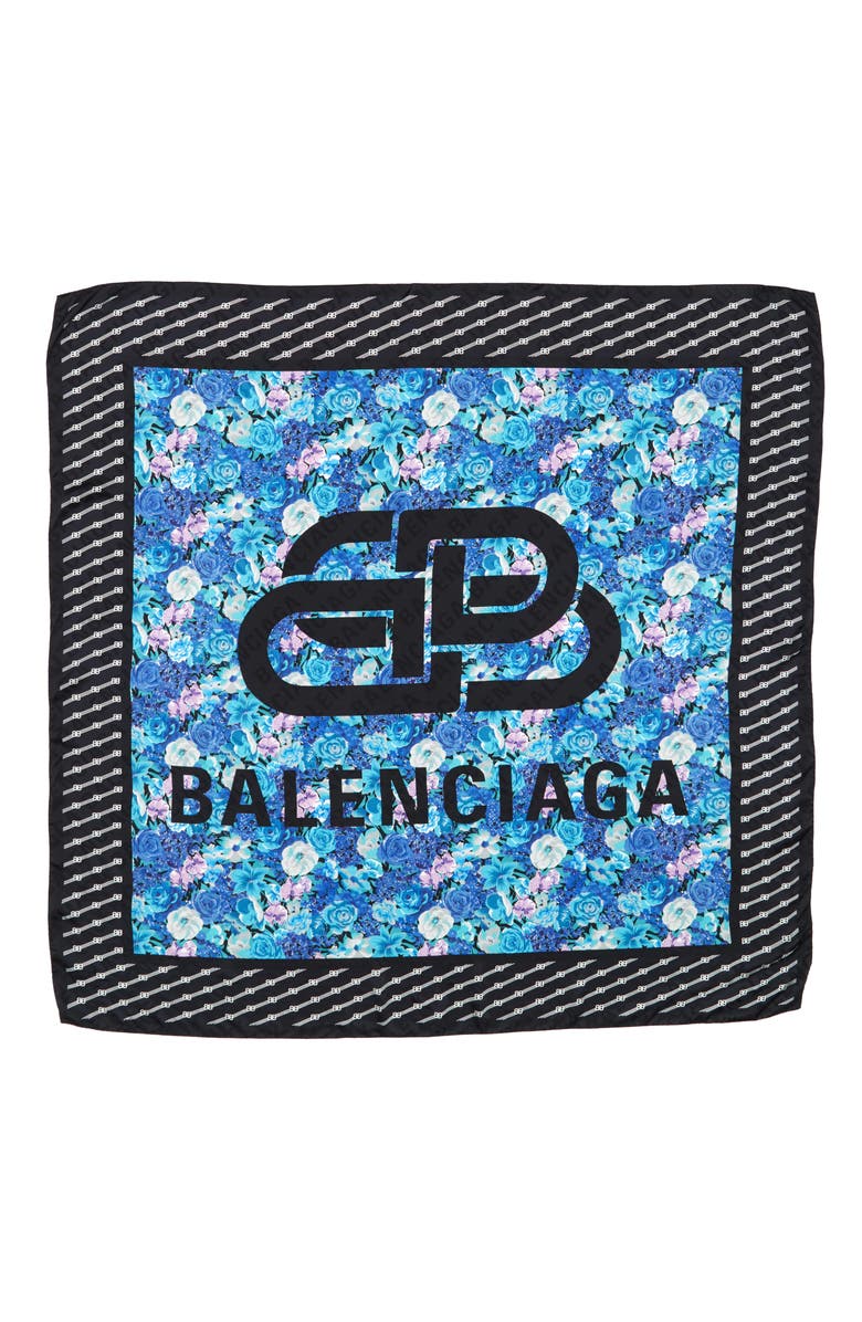 Balenciaga Floral Silk Square Scarf, Main, color,