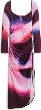 Desigual Tie Dye Block Print Long Sleeve Dress